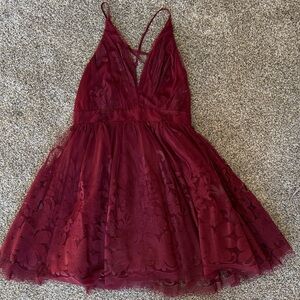 Luxxel Deep Red Lace Dress